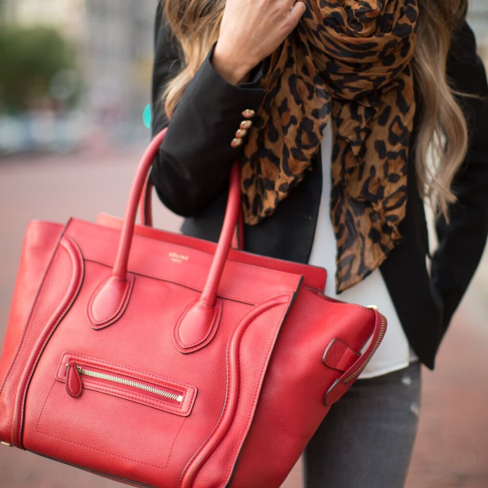 Phoebe Philo Era EUC Authentic Celine Large Luggage Red Handbag Tote Red insert - Picture 15 of 15
